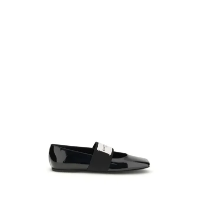 Black Leather Ballet Flats
