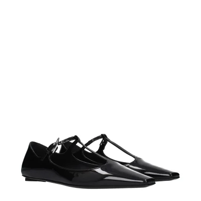 Black Leather Ballet Flats
