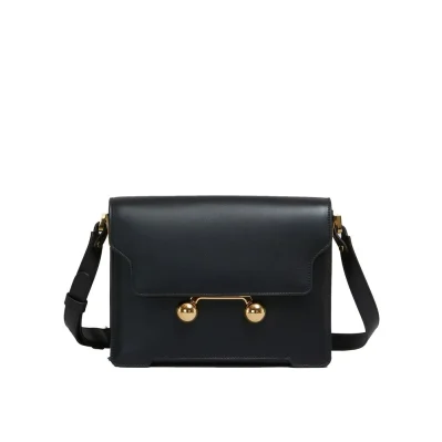 Black Calfskin Shoulder Bag