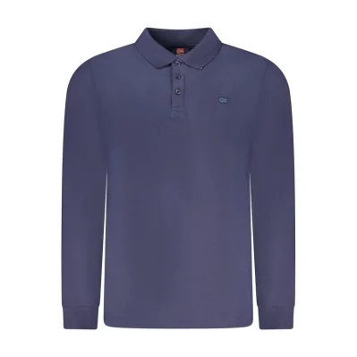 Blue Cotton Men Polo Shirt