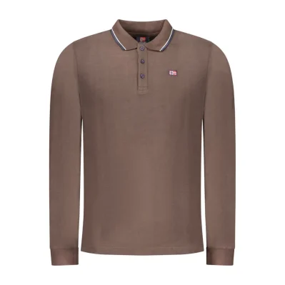 Brown Cotton Men Polo Shirt