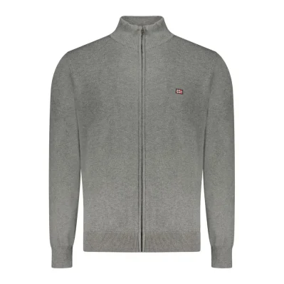 Gray Polyester Men Cardigan