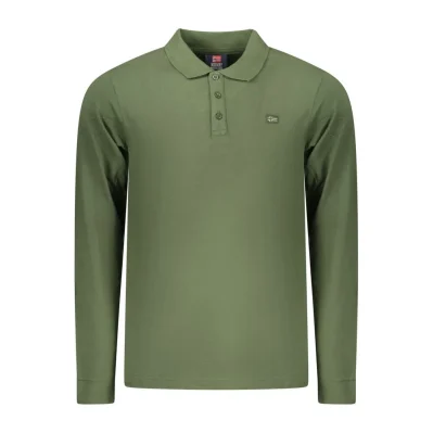 Green Cotton Men Polo Shirt