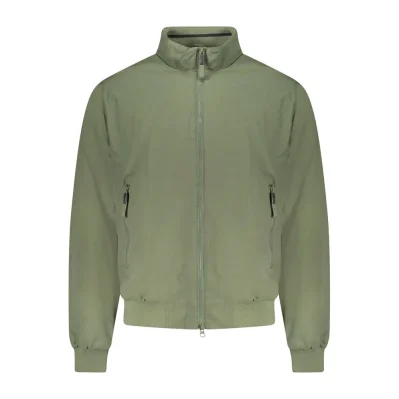 Green Cotton Men Jacket
