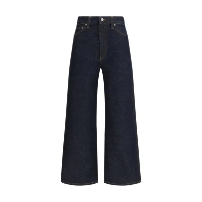 Blue Cotton Straight-Leg Jeans