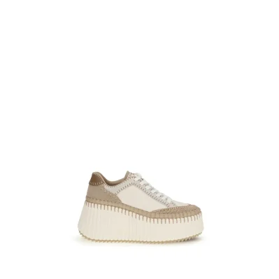 Cream Calf Leather Bos Taurus Platform Sneakers