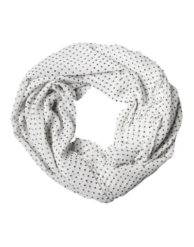 White Polka Dot Polyester Shawl Scarf