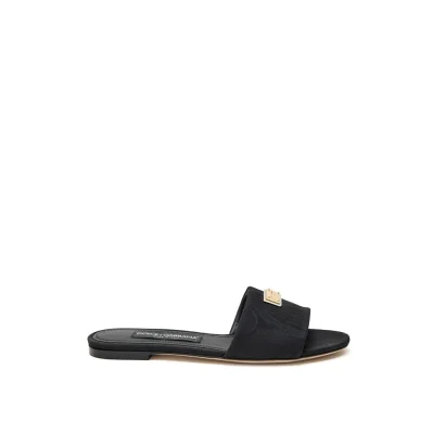 Black Polyester Slippers