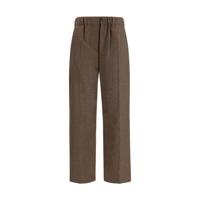 Brown Wool Casual Pants
