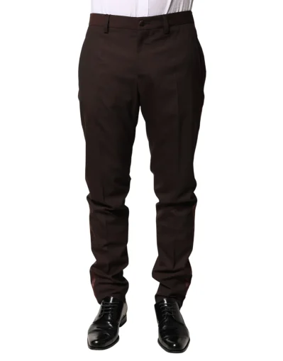 Brown Polyester Men Dress Trousers Pants