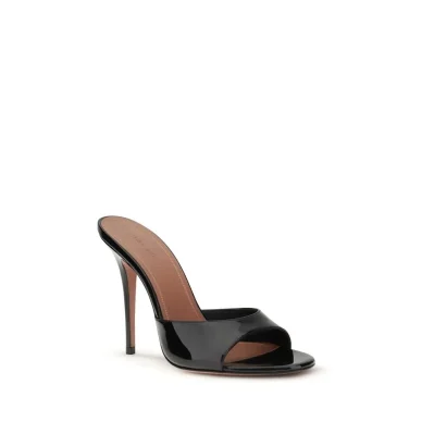 Black Calf Leather Bos Taurus Stiletto Heel Sandals