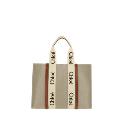 Beige Linen Shoulder Bag