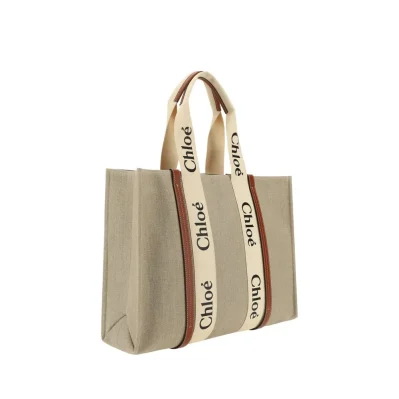 Beige Linen Shoulder Bag