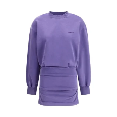 Purple Cotton Casual Dress