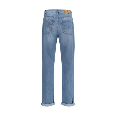Light Blue Cotton Straight-Leg Jeans