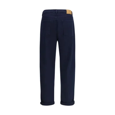 Blue Cotton Straight-Leg Jeans