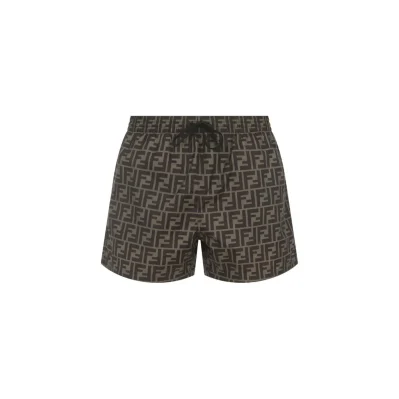 Brown Polyester Swim Shorts