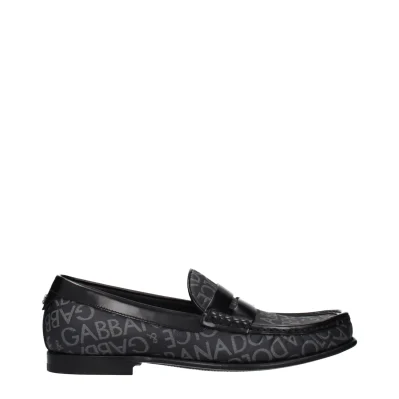 Black Fabric Slip-On Loafers