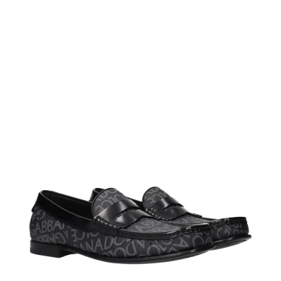 Black Fabric Slip-On Loafers