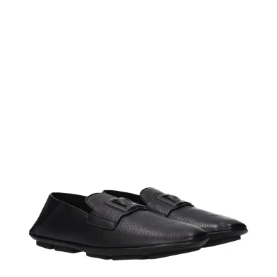 Black Leather Slip-On Loafers