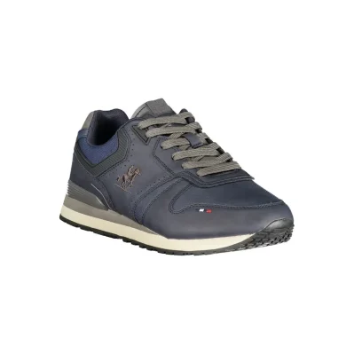 Blue Polyurethane Men Sneaker