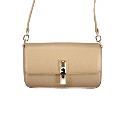 Beige Leather Women's Shoulder Bag