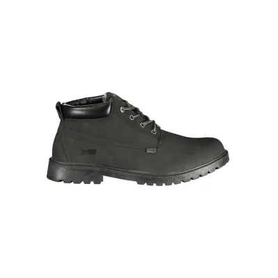 Black Polyurethane Men Ankle Boot