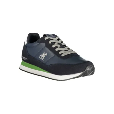 Blue Polyurethane Men Sneaker