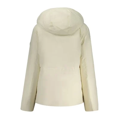 White Polyester Women Parka Jacket