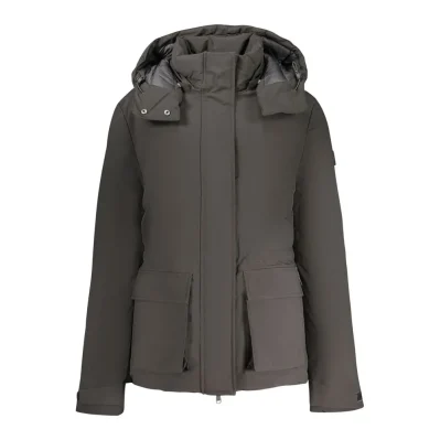 Black Polyester Women's Parka Jacket
