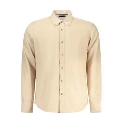 Beige Cotton Men Shirt