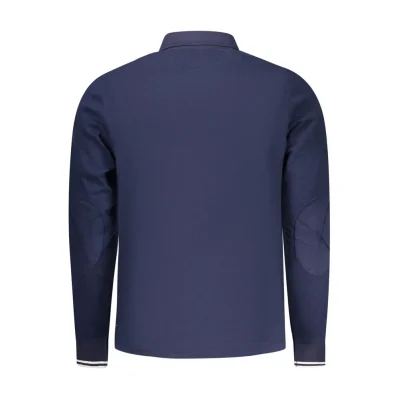 Blue Cotton Men Polo Shirt