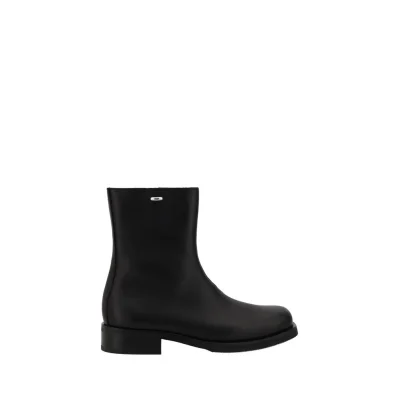 Black Calf Leather Bos Taurus Ankle Boots