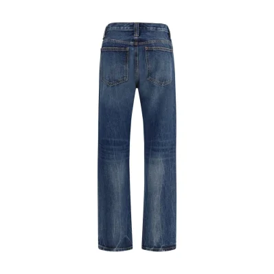 Blue Cotton High-Waisted Jean
