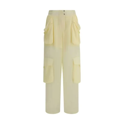 Yellow Polyester Cargo Pants