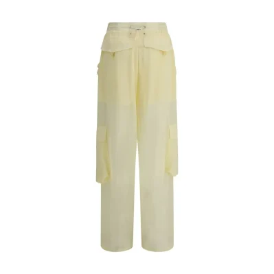 Yellow Polyester Cargo Pants