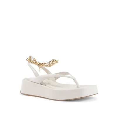Cream Leather Platform Sandals