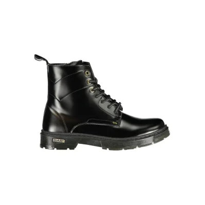 Black Polyester Ankle Boots