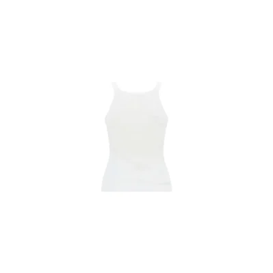 White Cotton Sleeveles T-Shirt