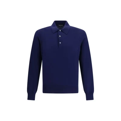 Blue Cotton Polo Shirt