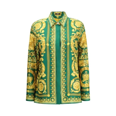 Green Silk Pattern Shirt