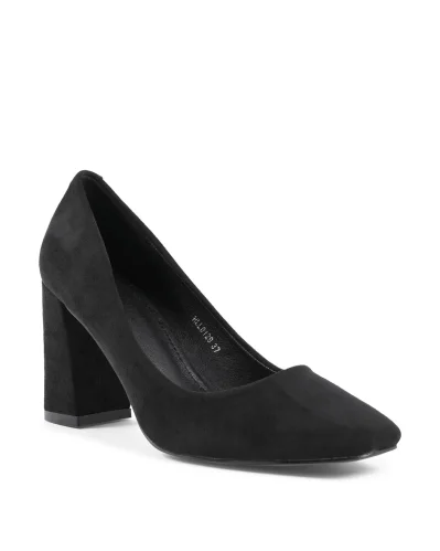 Black Fabric High Heel Pumps